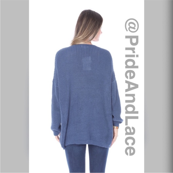LAST 2️⃣ BLUE DOUBLE POCKET KNIT CARDIGAN - Picture 4 of 4